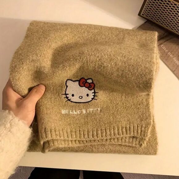 Pink Hello Kitty Embroidered Winter Scarf 59”x9” Big NWT - Picture 2 of 3